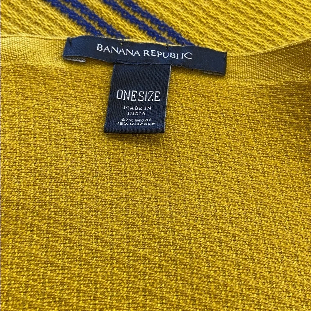 Banana Republic Mustard Yellow,Wool blend Wrap Scarf with Navy Stripes.One Size.